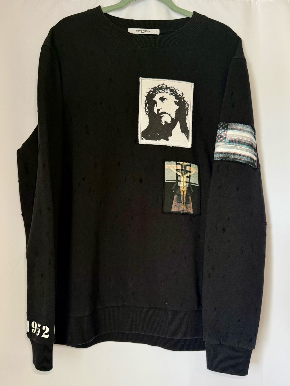 Authentic Givenchy Jesus Patchwork Distressed Sweatshirt XL Ricardo Tisci